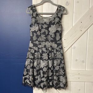 Vera Wang Black Label silver floral party dress, 4